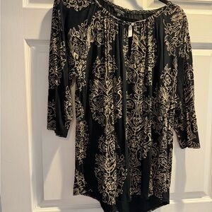 Lucky Brand Black and Cream Blouse